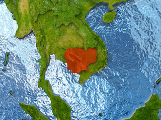 Image showing Cambodia in red