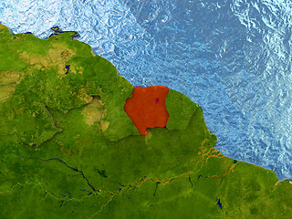 Image showing Suriname in red