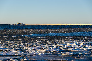 Image showing Winter view at the Oland bridge in Sweden