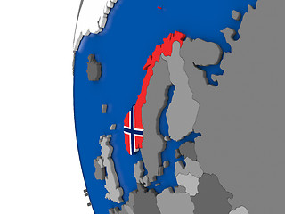 Image showing Norway on globe