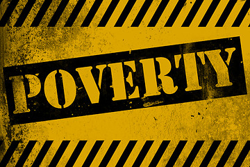 Image showing Poverty sign yellow with stripes