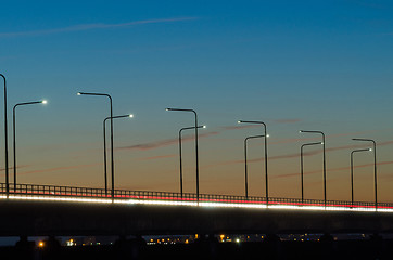 Image showing Light effects on a bridge