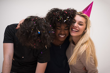 Image showing confetti party multiethnic group of people