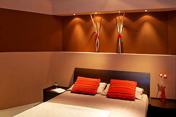 Image showing Brown bedroom angle