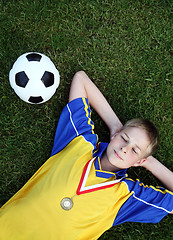Image showing  Boy with soccer ball