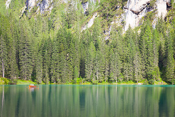 Image showing Braies Lake in Dolomiti region, Italy