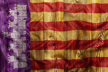 Image showing National flag of Mallorca, wooden background