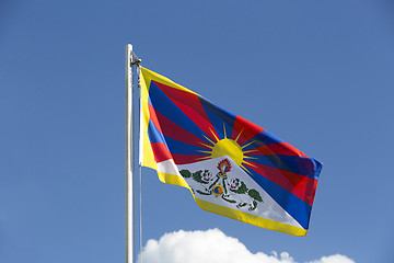 Image showing National flag of Tibet on a flagpole