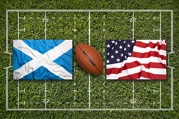 Image showing Scotland vs. USA\r flags on rugby field