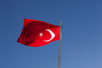Image showing National flag of Turkey on a flagpole