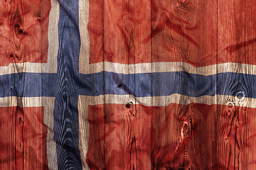 Image showing National flag of Norway, wooden background