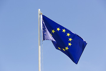 Image showing Flag of European Union on a flagpole