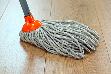 Image showing cleaning wooden floor