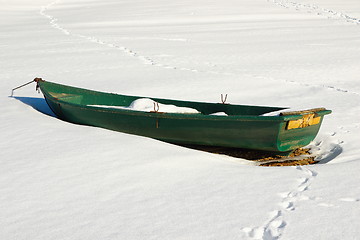 Image showing green abandoned boat