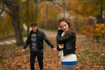 Image showing Happy young Couple in Autumn Park