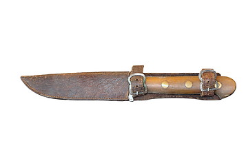 Image showing vintage knife in leather scabbard