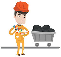 Image showing Miner checking documents vector illustration.