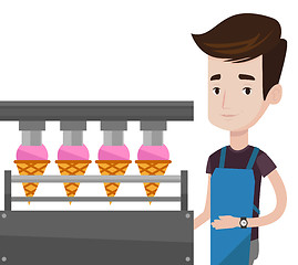 Image showing Worker of factory producing ice-cream.
