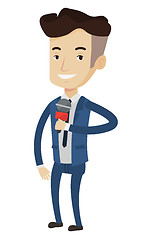 Image showing TV reporter with microphone vector illustration.