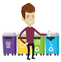 Image showing Man throwing away plastic bottle.