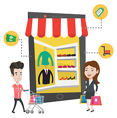 Image showing Man and woman doing shopping online.