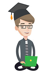 Image showing Graduate using laptop vector illustration.