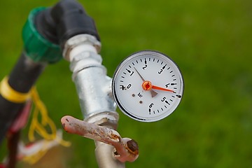 Image showing Manometer on pipes