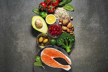 Image showing Healthy food with salmon fish