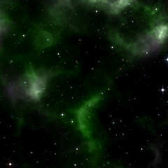 Image showing a stars background with green nebula