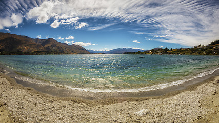 Image showing panoramic view over Lake Wanaka in New Zealand