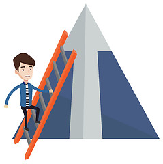 Image showing Businessman climbing on mountain.