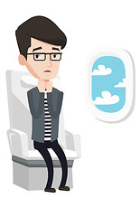 Image showing Young man suffering from fear of flying.