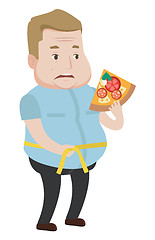 Image showing Man measuring waistline vector illustration.