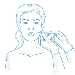 Image showing Woman receiving beauty facial injections in salon.