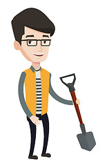 Image showing Farmer with shovel vector illustration.