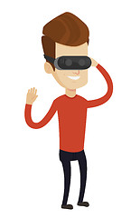 Image showing Man wearing virtual reality headset.