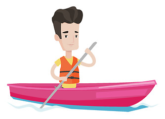 Image showing Man riding in kayak vector illustration.