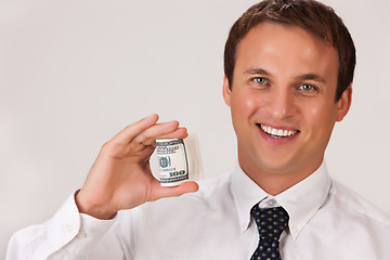 Image showing Young Emotional Man In A Business Suit