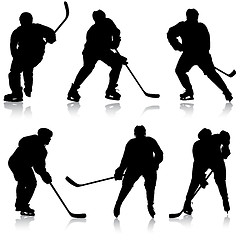 Image showing Set of silhouettes hockey player. Isolated on white. illustrations