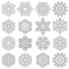 Image showing Set snowflakes icons on white background, illustration