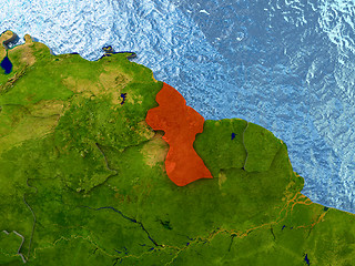 Image showing Guyana in red