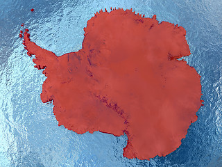 Image showing Antarctica in red