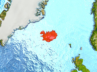 Image showing Iceland in red