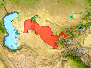 Image showing Uzbekistan in red