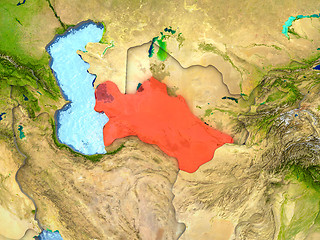Image showing Turkmenistan in red