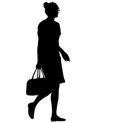 Image showing Black silhouettes of beautiful woman on white background. illustration