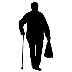 Image showing Silhouette of disabled people on a white background. illustration