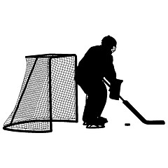 Image showing Silhouette of hockey goalkeeper. Isolated on white. illustrations