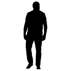 Image showing Black silhouettes man on white background. illustration