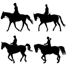 Image showing Set silhouette of horse and jockey